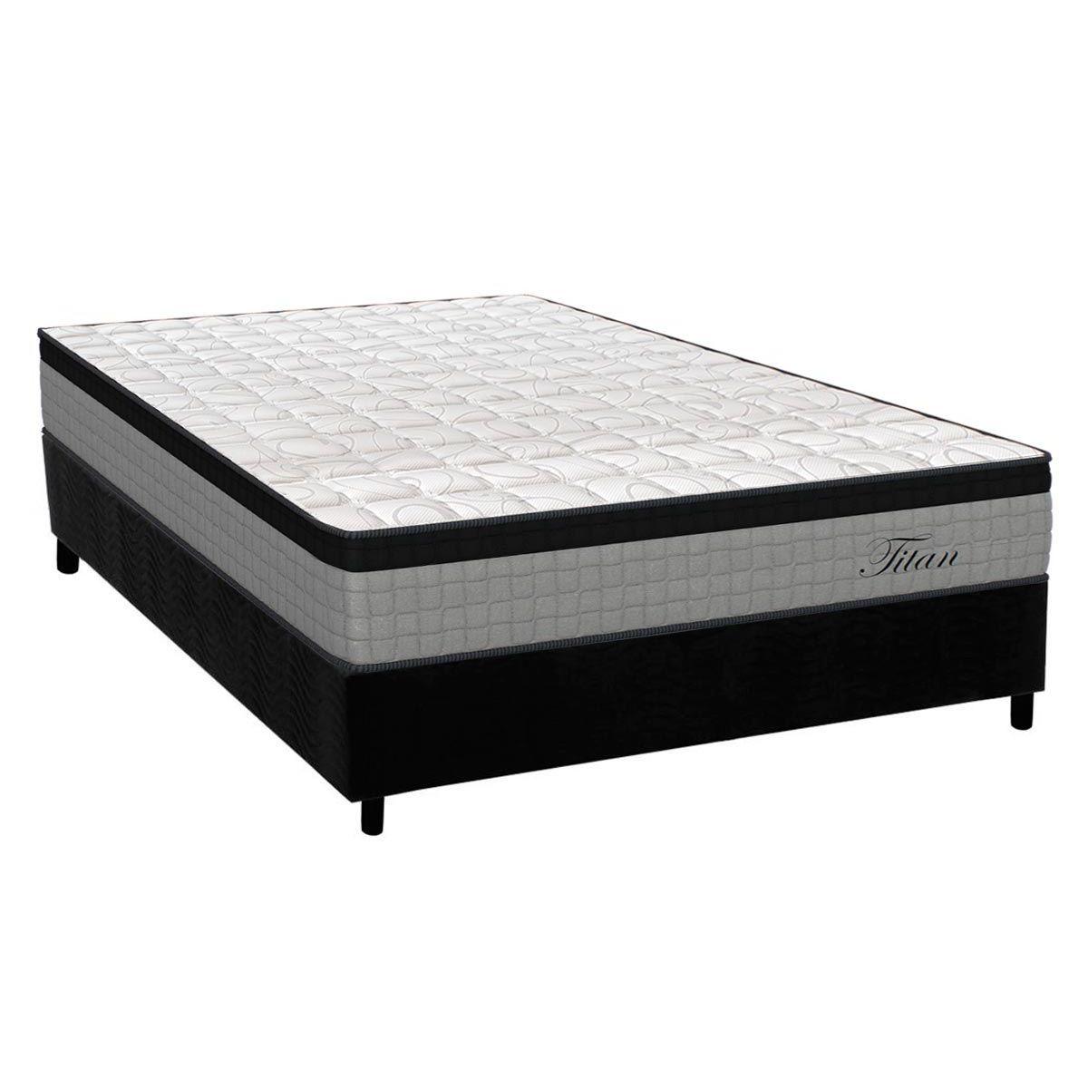 Cama Box Casal Colchao Molas Orthoflex Masterpocket Ensacadas Titan Base Crc Suede Black 138x188