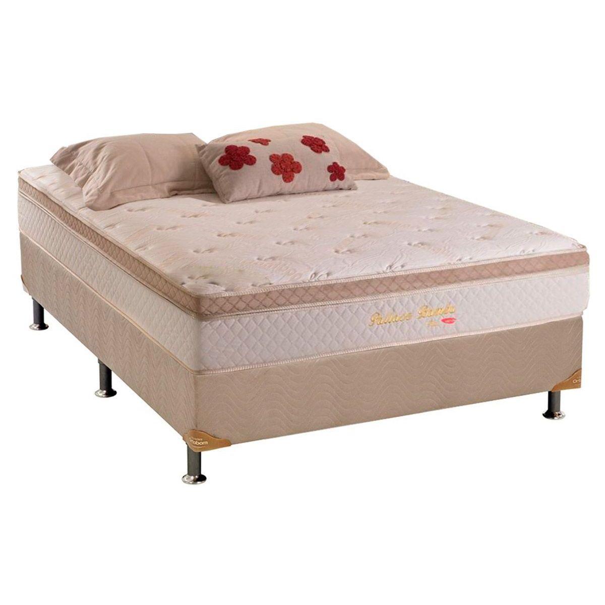 Cama Box Casal Colchao Molas Masterpocket Ensacadas Herval Pallace Bambu Base Crc Suede Clean 138x188