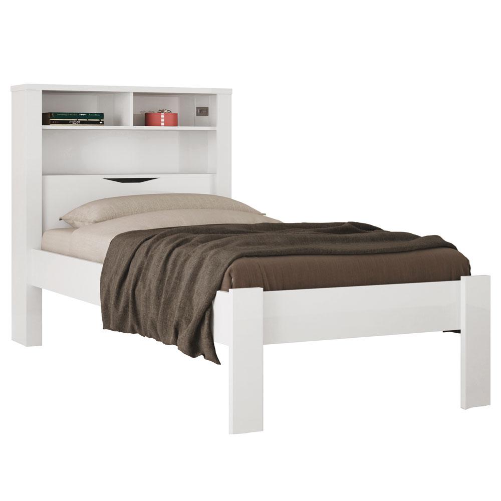 Cama de Solteiro com Baú Invicta Branco