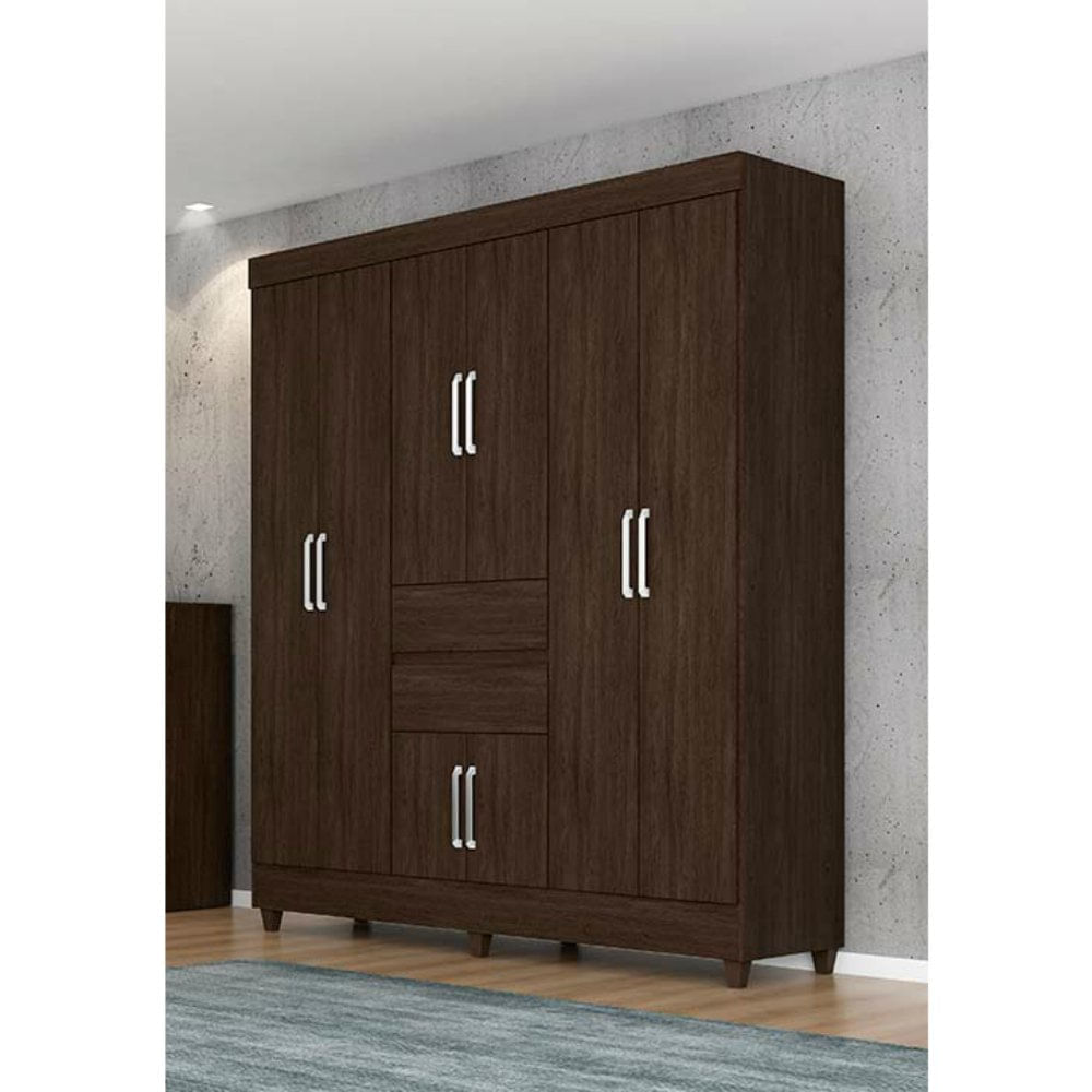 Guarda-Roupa Casal Munique 8 Portas e 2 Gavetas Demóbile Ebano touch