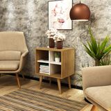 Mesa De Apoio Lateral 04 Nichos E1720 Natural Off White Tecno Mobili