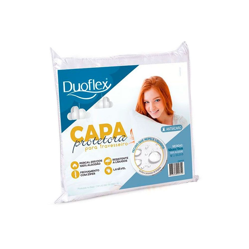 Capa p/ Travesseiro Duoflex CP0100 -Protetor de Travesseiro 50x70