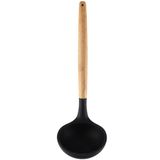 Concha De Silicone Preto Com Cabo De Bambu Utensílio De Cozinha Concha Para Feijão Yoi