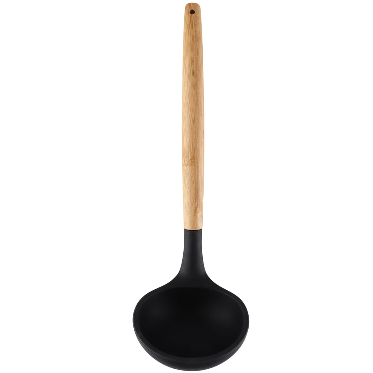 Concha De Silicone Preto Com Cabo De Bambu Utensílio De Cozinha Concha Para Feijão Yoi