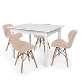 Mesa Robust 110x90 Branca 4 Cadeiras Eames Eiffel Slim Nude