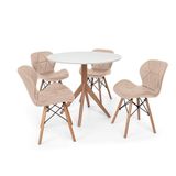 Conjunto Mesa De Jantar Maitê 80cm Branca 4 Cadeiras Nude