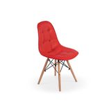 Cadeira Dkr Charles Eames Wood Estofada Botonê Vermelha