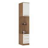 Guarda Roupa Modulado Irlanda 1 Porta Com Mesa De Cabeceira Amêndola/branco - Demartêz