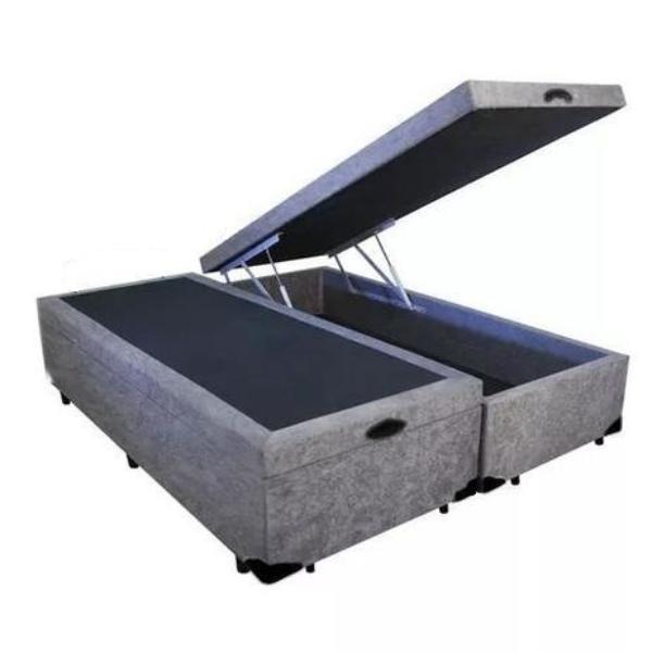 Cama-Box-Bau-Queen-Colchao-Classic-Mola-Ensacada---Box-Bipartido-Suede-Cinza-Serra-Negra-67x158x198