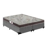 Cama Box King Colchão Top Line Mola Bonnel + Box Bipartido Suede Cinza Serra Negra 63x193x203