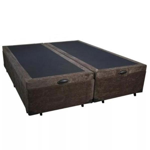 Cama-Box-Bau-Queen-Colchao-Top-Line-Mola-Bonnel---Box-Bipartido-Suede-Marrom-Serra-Negra-63x158x198