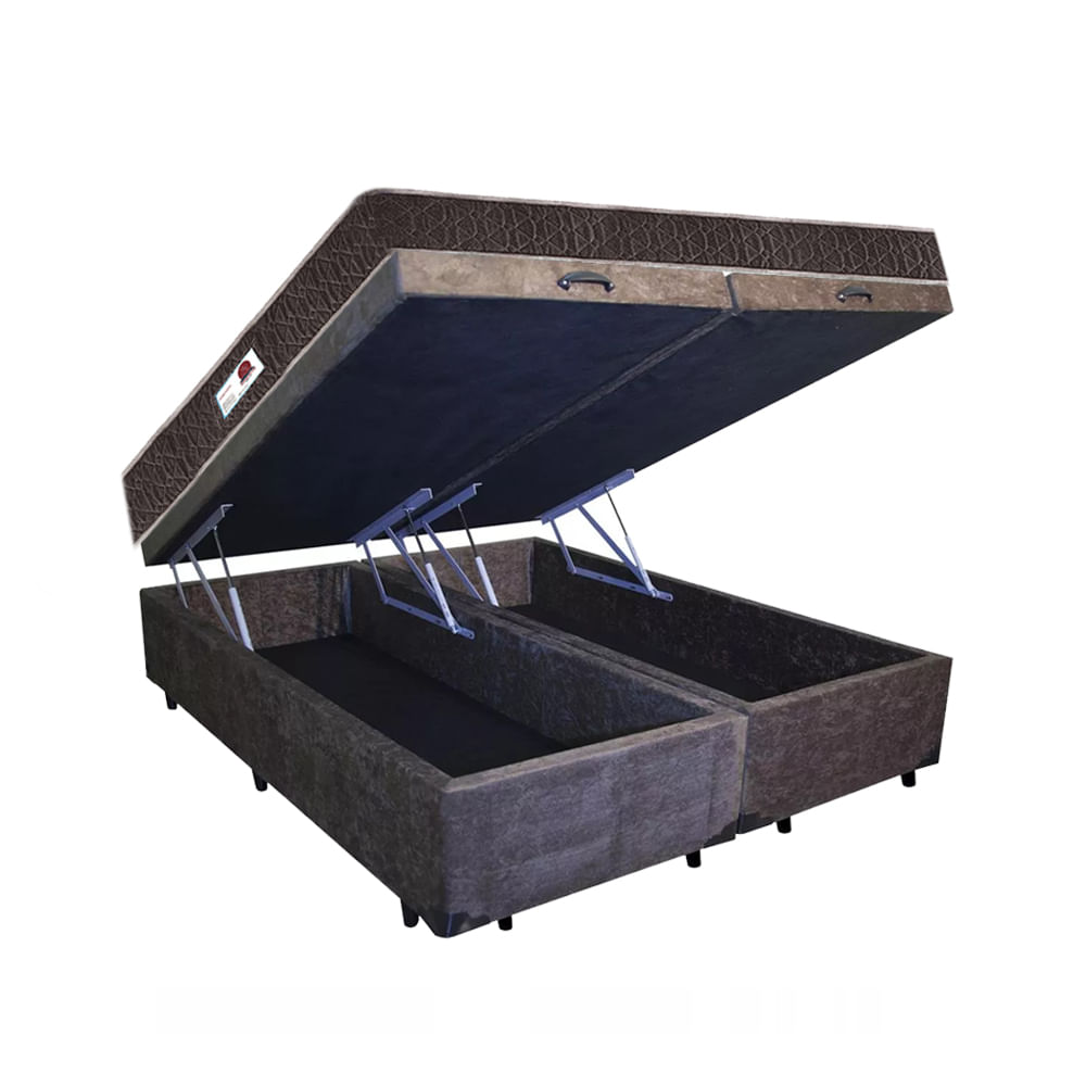 Cama-Box-Bau-King-Colchao-Espuma-D45-Bordado---Box-Bipartido-Suede-Marrom-Serra-Negra-62x193x203