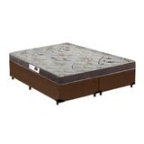 Cama Box King Colchão Top Line Mola Bonnel + Box Bipartido Suede Marrom Serra Negra 63x193x203