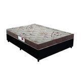 Cama Box Casal Colchão Espuma D33 Bordado + Box Suede Preto Serra Negra 53x138x188