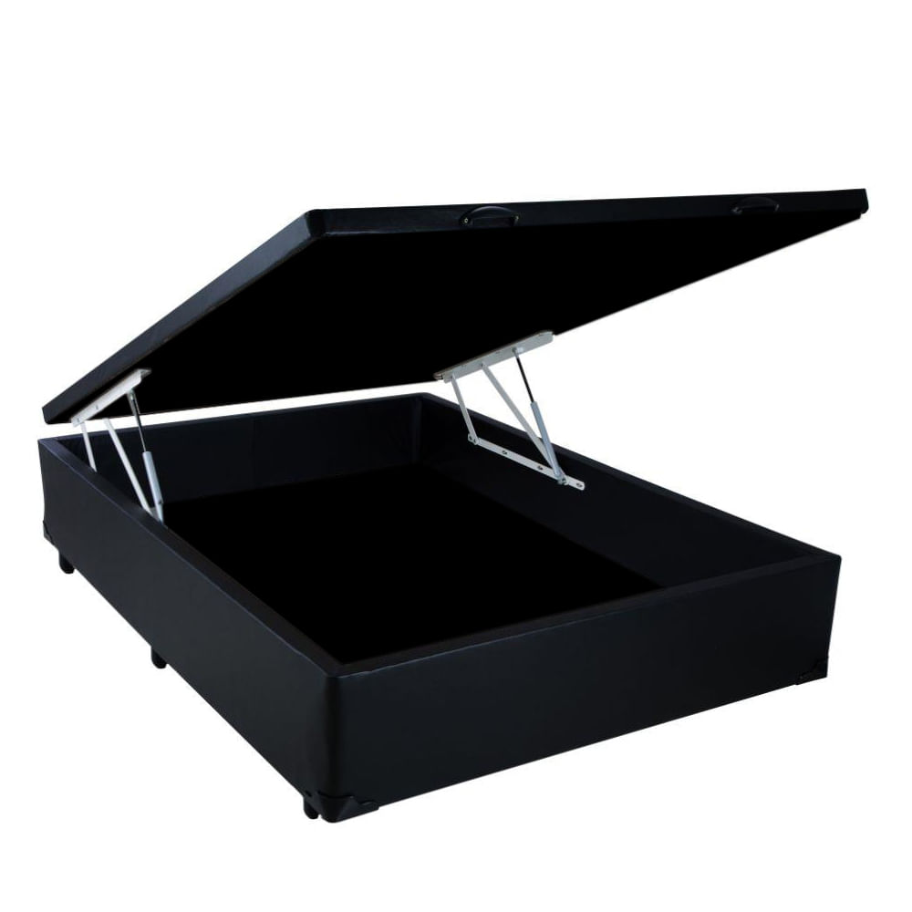 Cama-Box-Bau-Casal-Colchao-Top-Line-Mola-Bonnel---Box-Sintetico-Preto-Serra-Negra-63X138X188