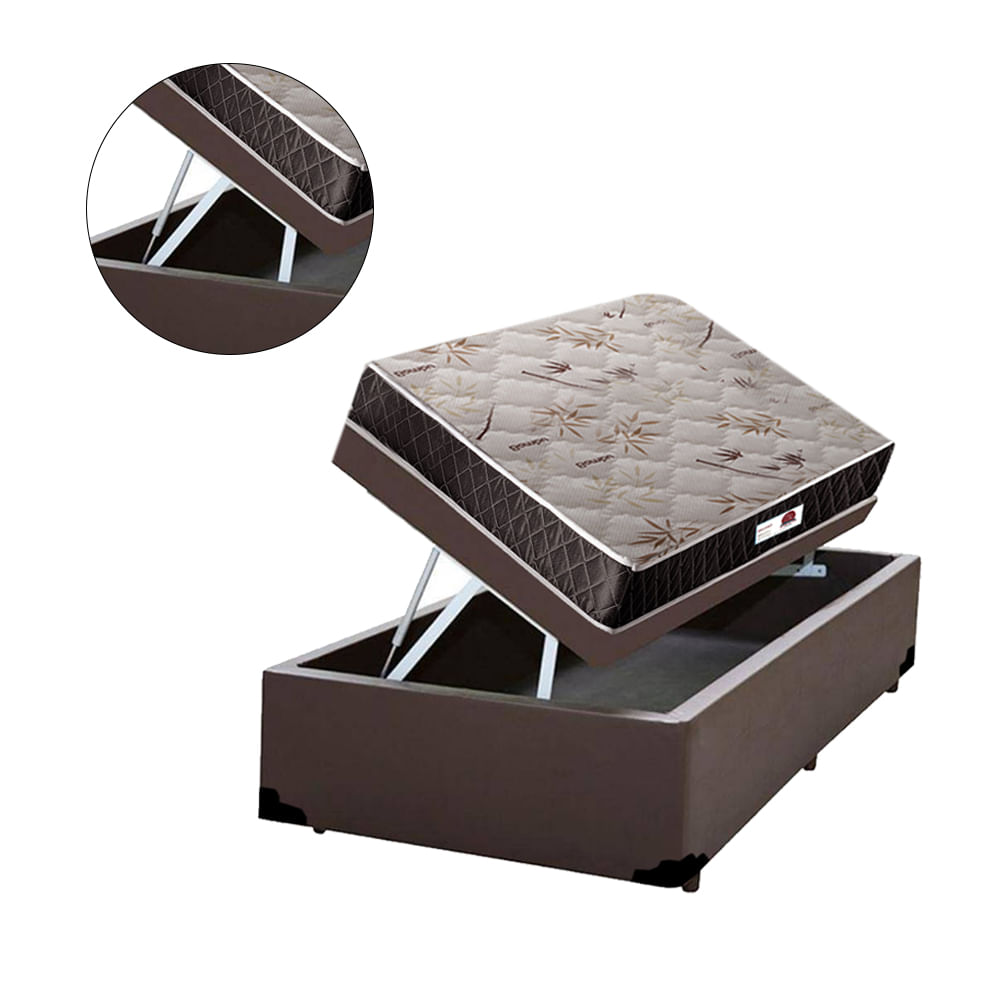 Cama-Box-Bau-Solteiro-Colchao-Classic-Mola-Ensacada---Box-Sintetico-Marrom-Serra-Negra-67x88x188