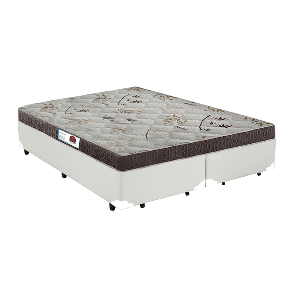 Cama-Box-King-Colchao-Top-Line-Mola-Bonnel---Box-Bipartido-Sintetico-Branco-Serra-Negra-62x193x203