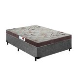 Cama Box Casal Colchão Top Line Mola Bonnel + Box Suede Cinza Serra Negra 63x138x188