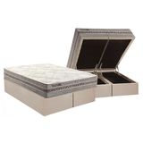 Cama Box Bau Queen Colchao Molas Masterpocket Ensacadas Paropas Texture Base Crc Suede Clean 158x198