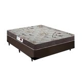 Cama Box Casal Colchão Espuma D23 Bordado + Box Sintético Marrom Serra Negra 53x138x188