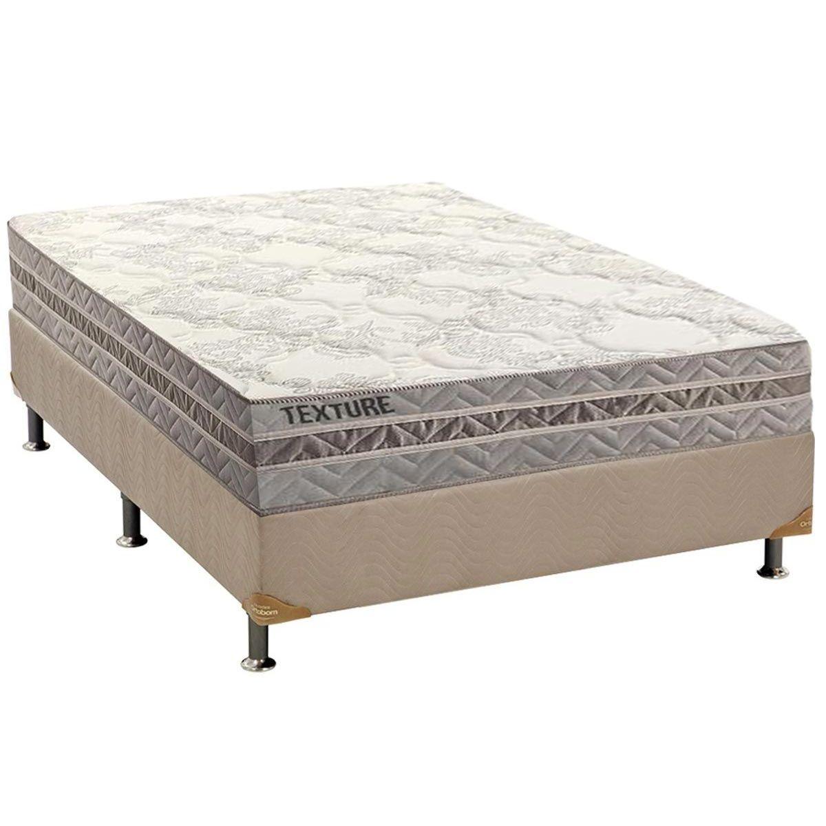 Cama Box Casal Colchao Molas Paropas Masterpocket Ensacadas Texture Base Crc Suede Bege 138x188