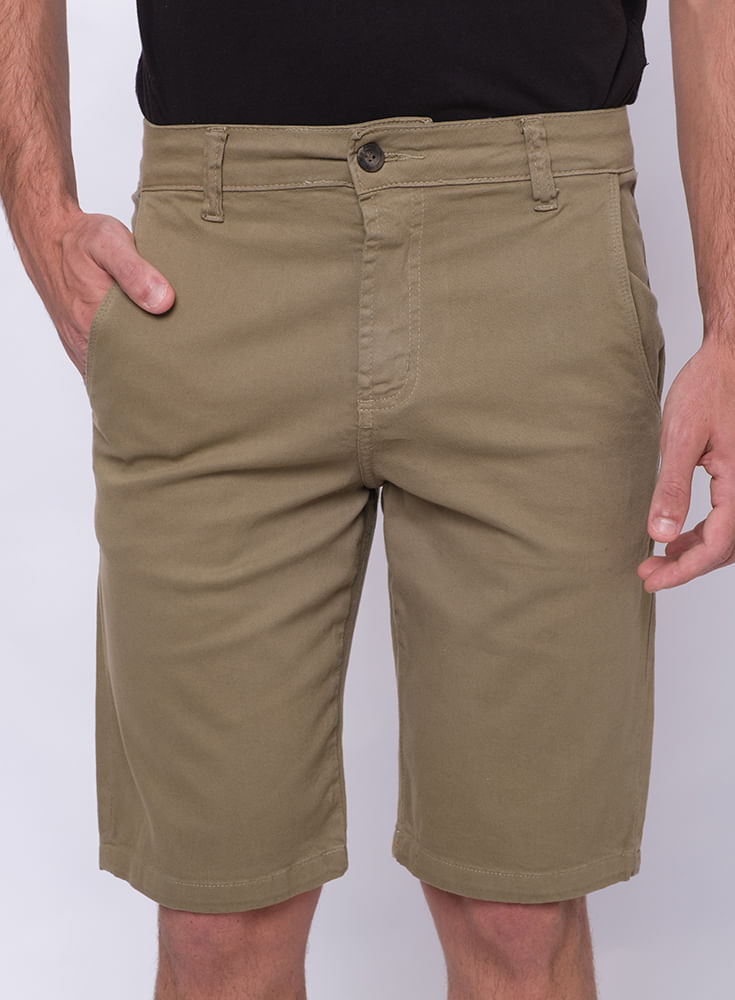 Bermuda-Masculina-Social-Color-Verde-Militar