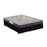 Cama Box King Colchão Espuma D33 Bordado + Box Bipartido Suede Preto Serra Negra 64x193x203