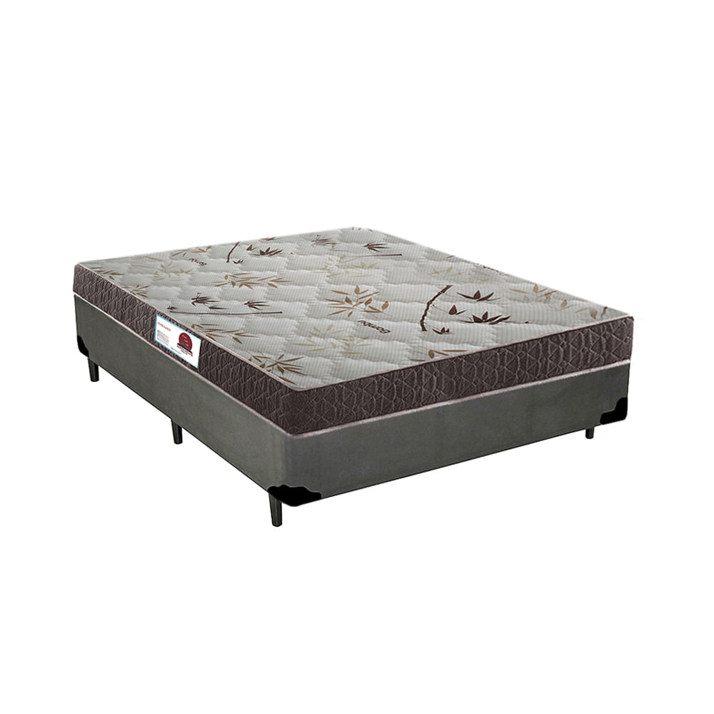 Cama-Box-Casal-Colchao-Classic-Mola-Ensacada---Box-Sintetico-Cinza-Serra-Negra-67x138x188