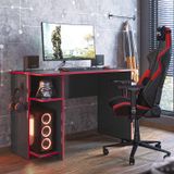 Mesa Computador Gamer 3875 Com Suporte Fone De Ouvido Preto/vermelho