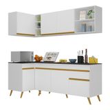 Armário De Cozinha Compacta De Canto Veneza Multimóveis V2058 Branco/dourado