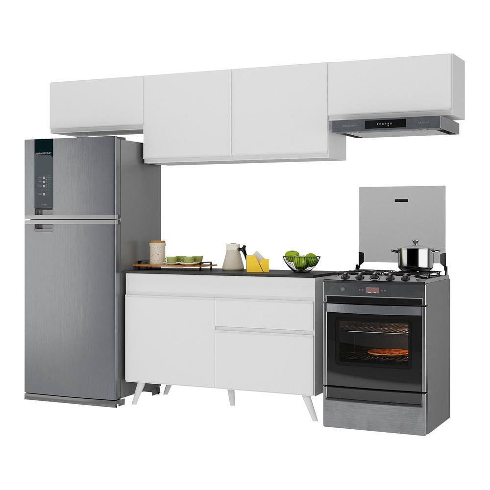 Armário De Cozinha Compacta 260cm Veneza Multimóveis V3697 Branco