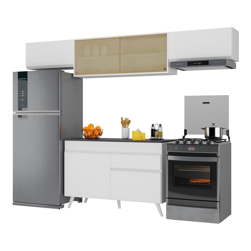 Armário De Cozinha Compacta 260cm Veneza Multimóveis V3698 Branco