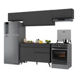 Armário De Cozinha Compacta 260cm Veneza Multimóveis V3697 Preto