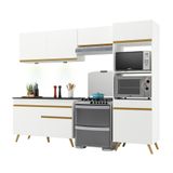 Armário De Cozinha Compacta 252cm Com Leds Veneza Up Multimóveis V2018 Branco/dourado