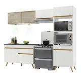Armário De Cozinha Compacta 252cm Com Leds Veneza Up Multimóveis V2017 Branco/dourado