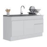 Balcão Cozinha Gabinete Pia 150cm Com Rodapé 3 Portas 1 Gaveta Veneza Multimóveis V2115 Branco