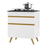 Balcão Cozinha Para Cooktop 70cm 1 Porta 1 Gaveta Veneza Multimóveis V3706 Branco/dourado