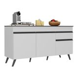 Balcão Cozinha Gabinete Pia 150cm 3 Portas 1 Gaveta Veneza Multimóveis V3740 Branco/preto