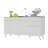 Balcão Cozinha Gabinete Pia 150cm 3 Portas 1 Gaveta Veneza Multimóveis V2072 Branco