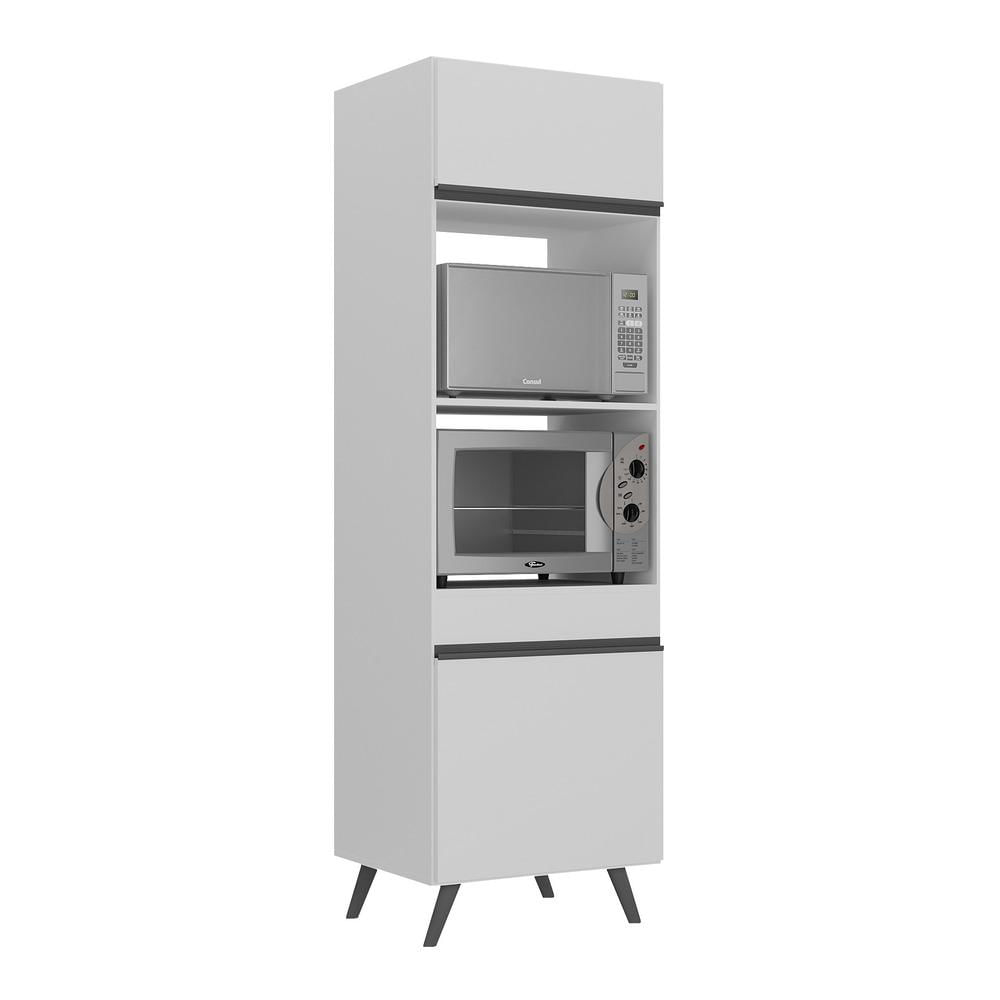 Paneleiro 2 Portas 63cm Para Forno E Microondas Veneza Multimóveis V3679 Branco/preto