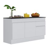 Balcão Cozinha Gabinete Pia 150cm Com Rodapé  3 Portas 1 Gaveta Veneza Multimóveis V2107 Branco