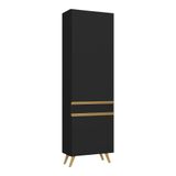 Paneleiro 2 Portas 62cm Veneza Multimóveis V3746 Preto/dourado