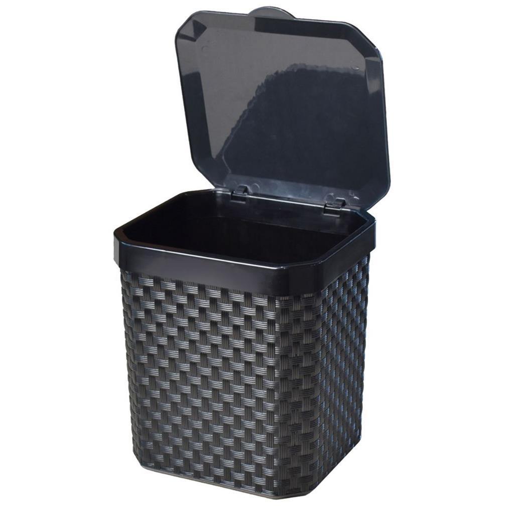 Lixeira 5l Tampa Cesto De Lixo Cozinha Banheiro Rattan Preto