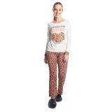 Pijama Feminino Manga Longa Jucatel Marrom G