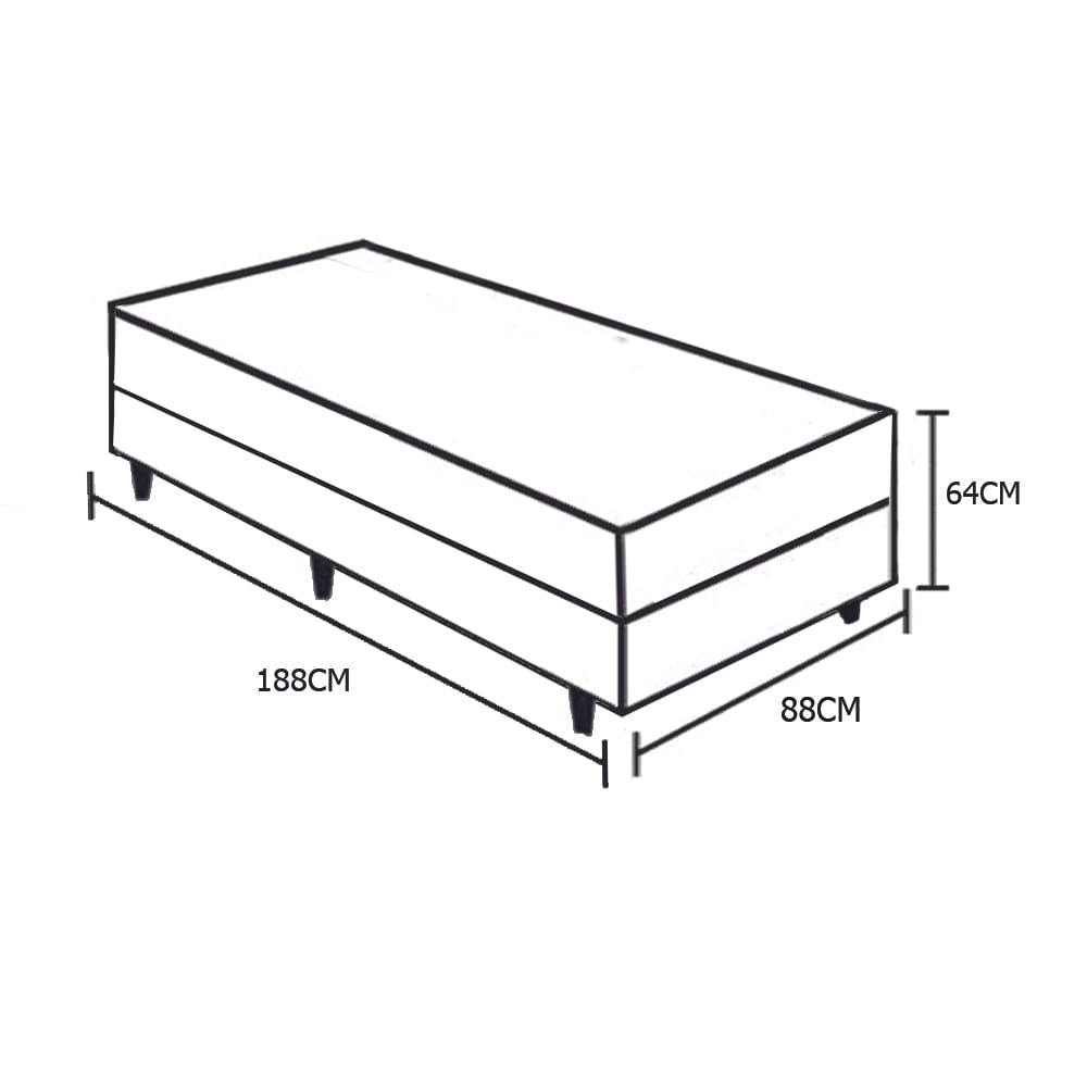 Cama-Box-Solteiro-Colchao-Espuma-D45-Bordado---Box-Sintetico-Bege-Serra-Negra-64x88x188