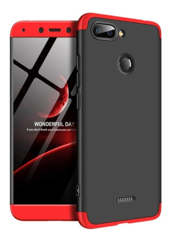 Capa-Capinha-360-Xiaomi-Redmi-6-Tela-5-45-Anti-Impacto-Fosca----Preto-com-Vermelho