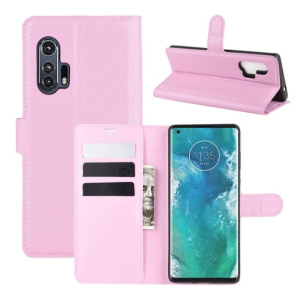 Capa-Capinha-Carteira-Couro-Motorola-Edge-Plus-Tela-de-6-7----Rosa