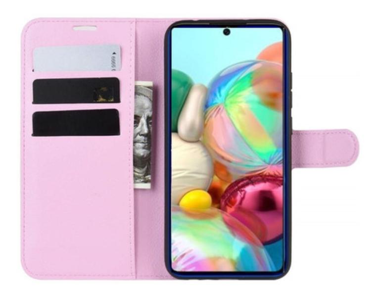 Capinha-Capa-Flip-Wallet-Carteira-Galaxy-A71-Tela-De-6-7--Case-360-Couro---Primeiros-Danet---Rosa