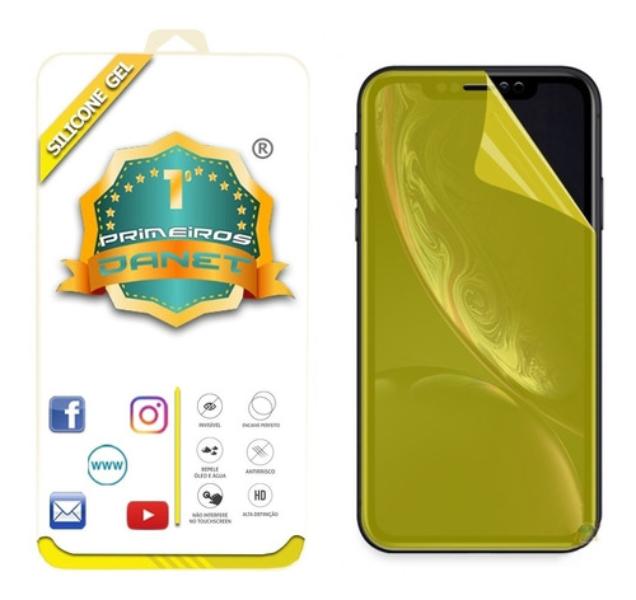 Pelicula-De-Gel-Silicone-Curvada-iPhone-Xs-Max-Tela-6-5---Protecao-Que-Adere-E-Cobre-Toda-A-Tela