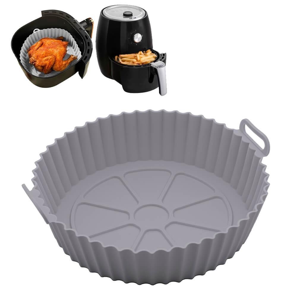 Forma Silicone Air Fryer Redonda Cinza 19x6,5cm - Lyor 4890